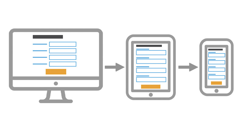 A laptop beside a tablet and a phone